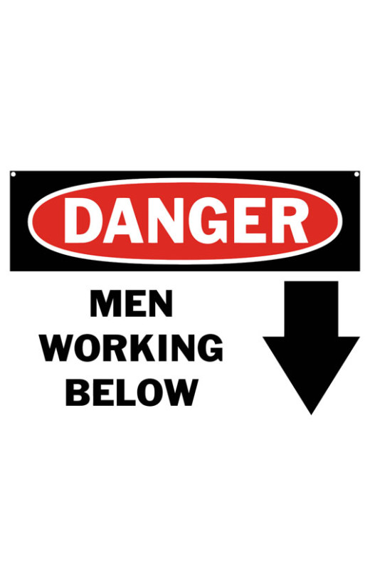 Danger Men Working Below Safety Sign