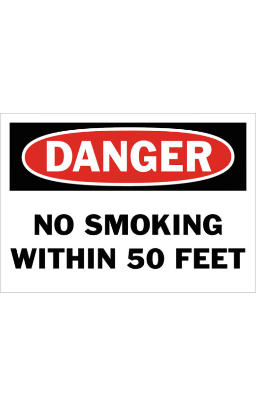 Danger No Smoking Within 50 Feet Safety Sign