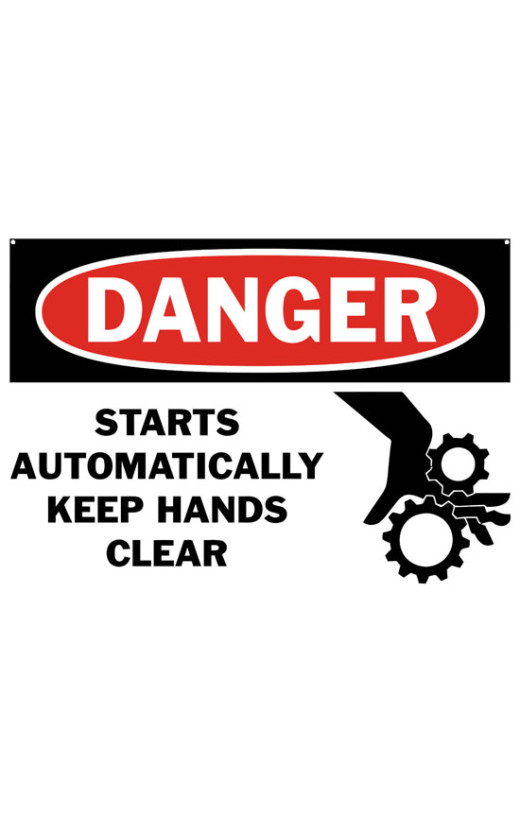 Danger Starts Automatically Keep Hands Clear Safety Sign