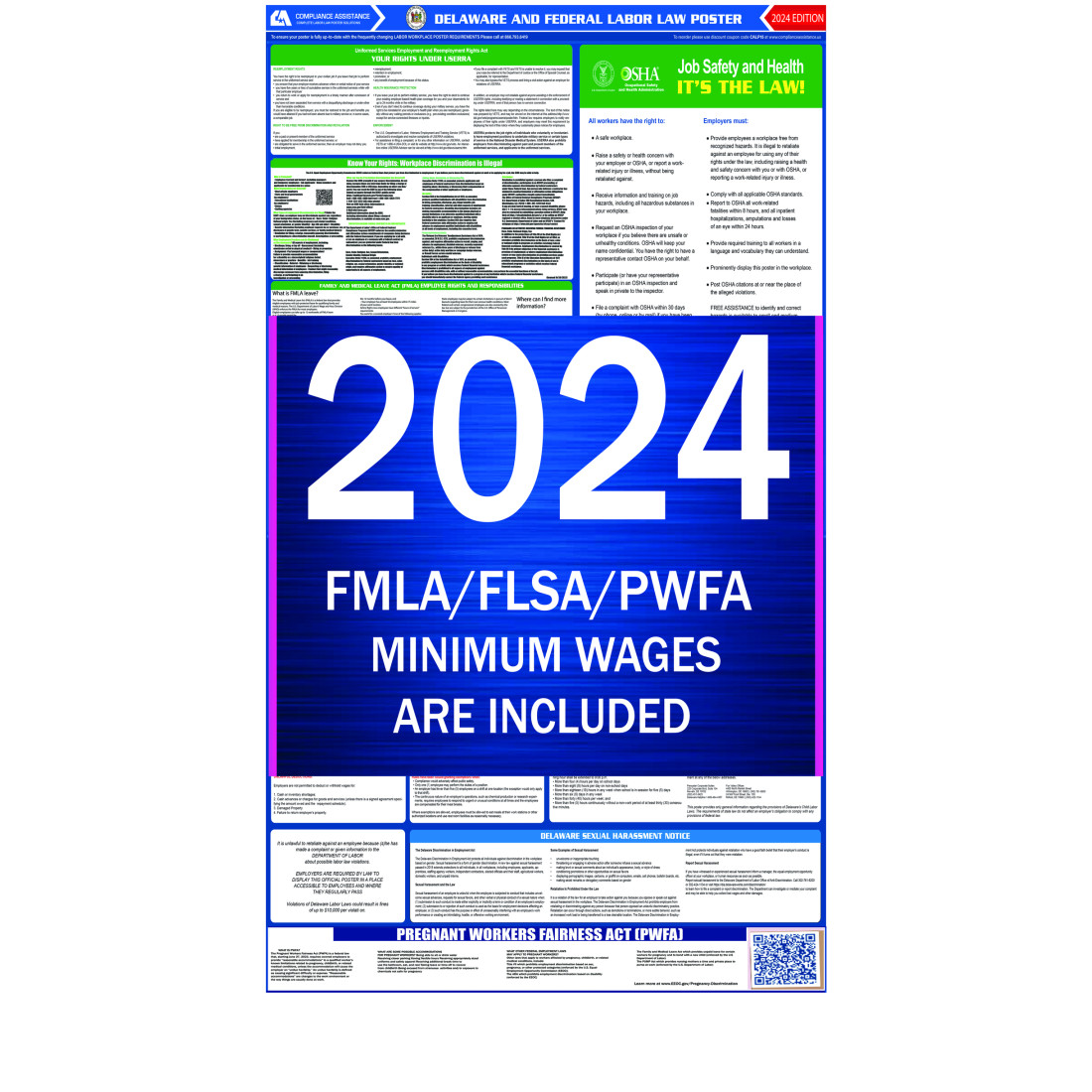 2024 Delaware Labor Law Poster AllInOne State & Federal, Fast Shipping