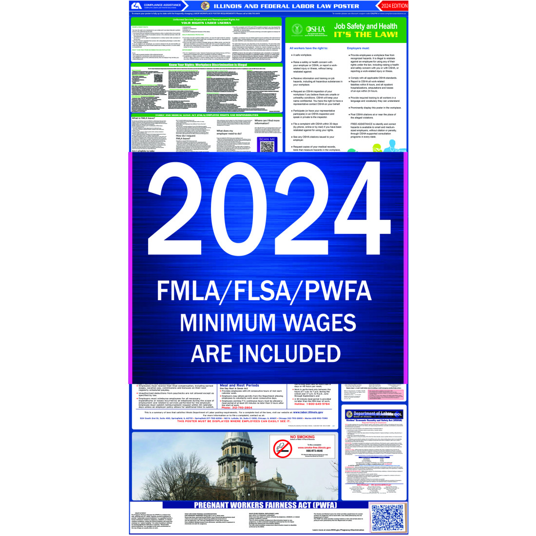 2023 Illinois Labor Law Poster AllInOne State/Federal Fast Shipping