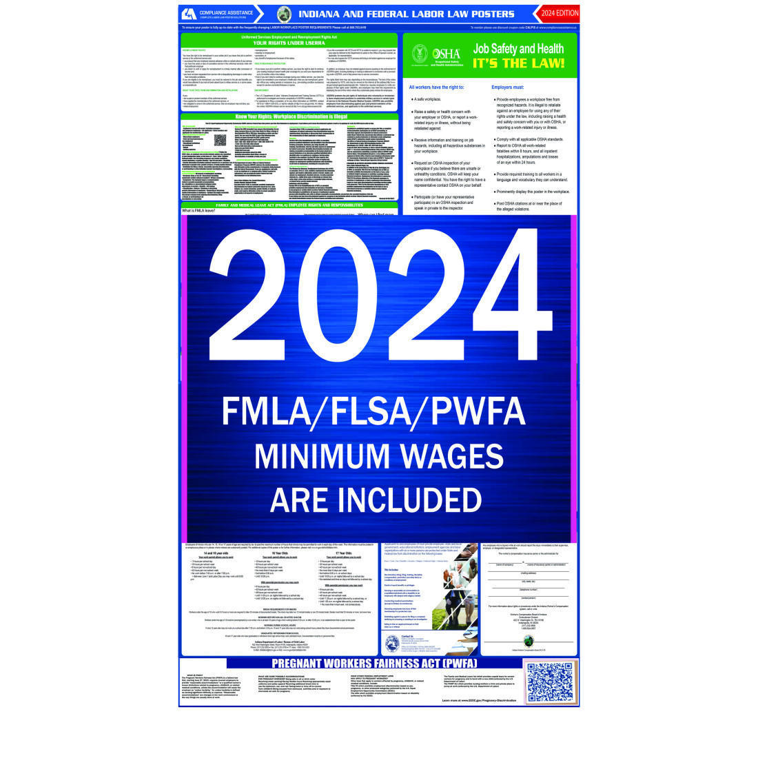 2023 Indiana Labor Law Poster AllInOne State & Federal Fast Shipping