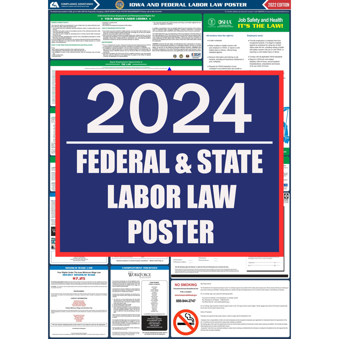 2023 Iowa Labor Law Poster AllInOne State & Federal Fast Shipping