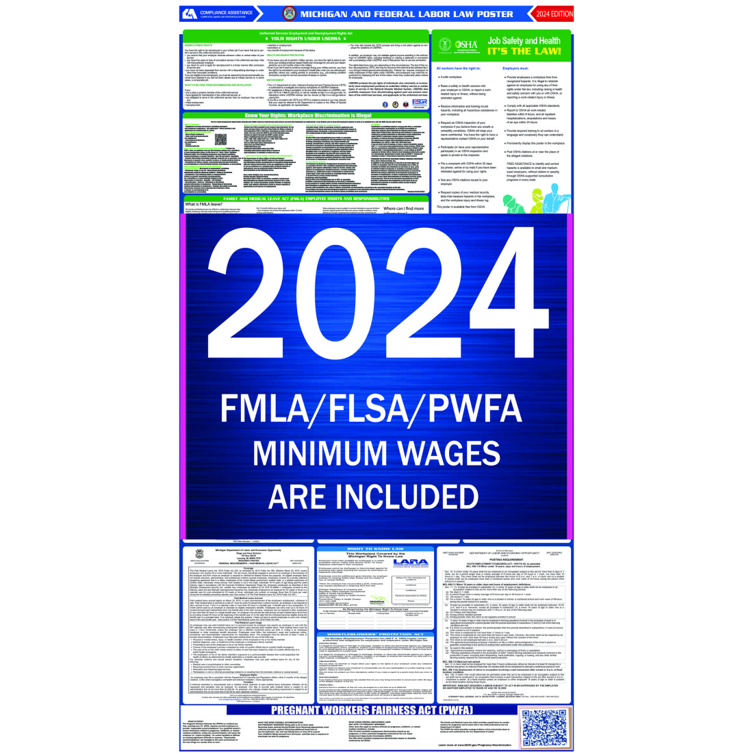 2023 Michigan Labor Law Poster AllInOne State/Federal