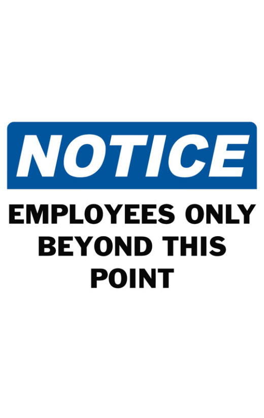 Notice Employees Only Beyond This Point Safety Sign