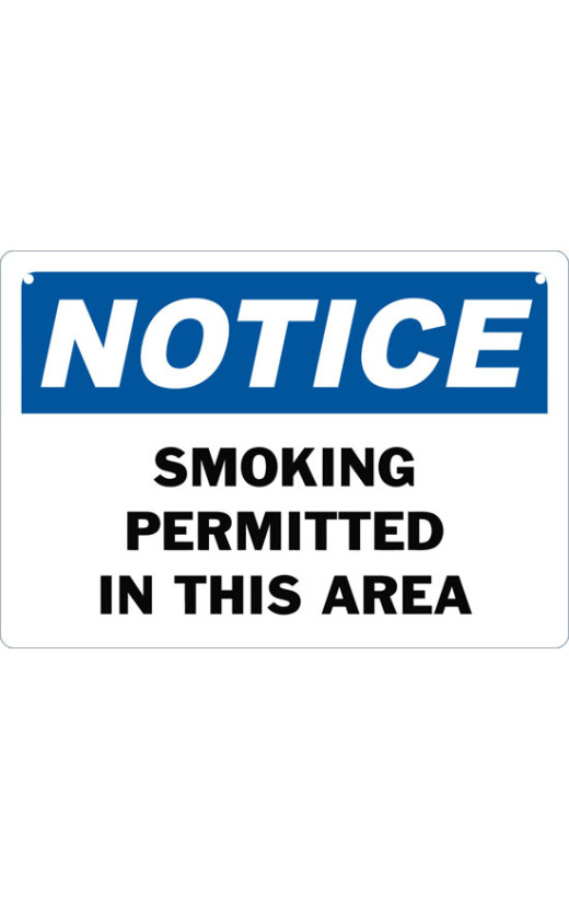 Notice Smoking Permitted In This Area Safety Sign