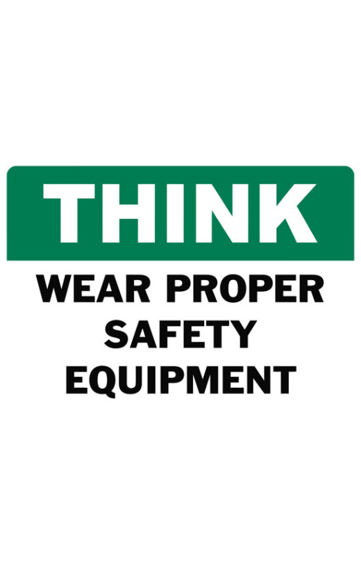 Think Wear Proper Safety Equipment Safety Sign