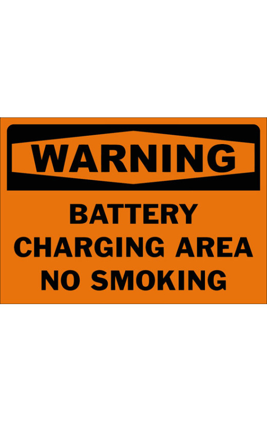 Warning Battery Charging Area No Smoking Safety Sign