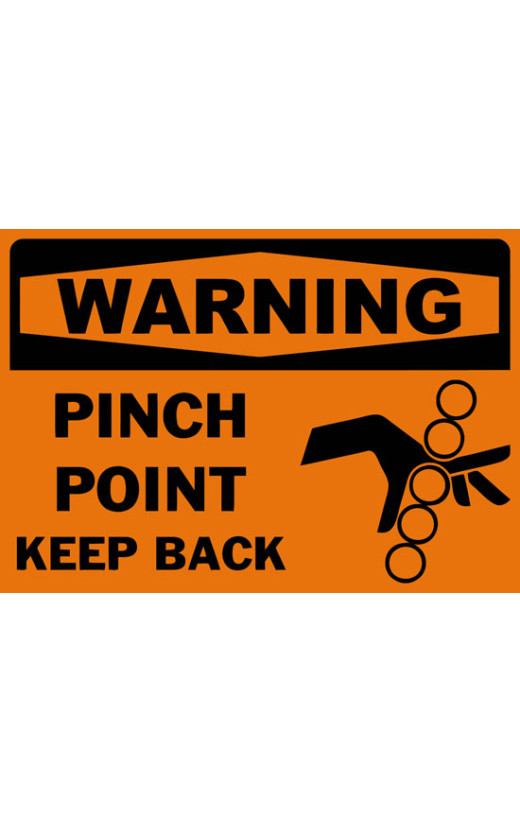 Warning Pinch Point Keep Back Safety Sign