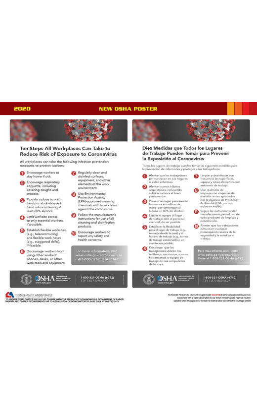 New OSHA Poster Reducing Workplace Exposure to the Coronavirus