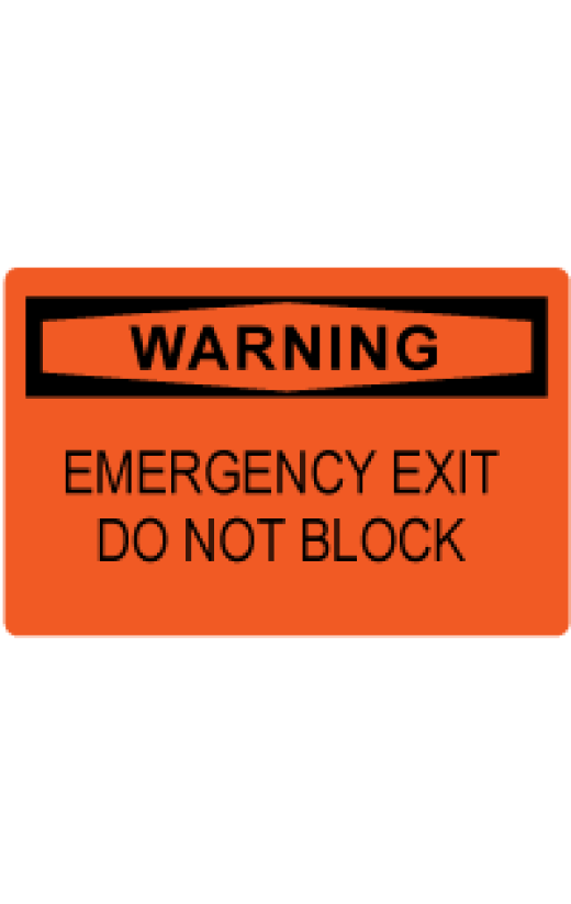 OSHA Safety Sign: Warning - Emergency Exit Do Not Block