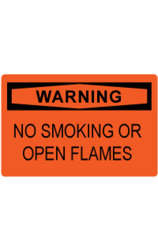 OSHA Safety Sign: Warning - No Smoking or Open Flames