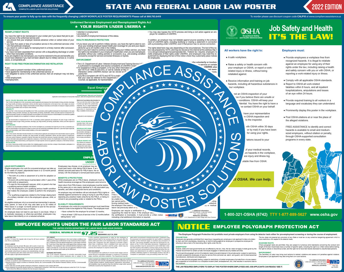 2022 Illinois Labor Law Poster AllInOne State/Federal Fast Shipping